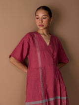 Issa Metallic Wrap Dress - Metallic Crimson