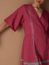 Issa Metallic Wrap Dress - Metallic Crimson