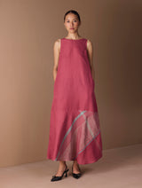 Pana Bias Panel Metallic Dress - Metallic Crimson