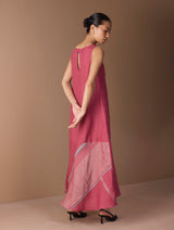 Pana Bias Panel Metallic Dress - Metallic Crimson