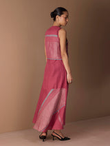 Riza Hand-Embroidered Vest - Metallic Crimson