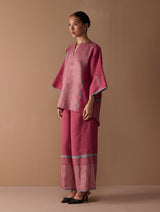 Zina Metallic Linen Co-ord Set - Metallic Crimson