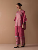 Zina Metallic Linen Co-ord Set - Metallic Crimson