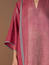 Zina Metallic Linen Top - Metallic Crimson