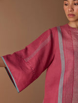 Zina Metallic Linen Top - Metallic Crimson