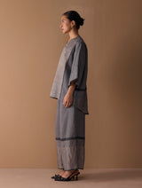 Zina Metallic Linen Co-ord Set - Metallic Grey