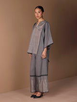 Zina Metallic Linen Co-ord Set - Metallic Grey