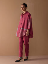 Iza Metallic Linen Shirt - Metallic Crimson