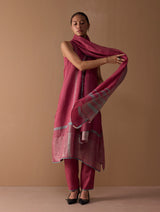 Noor Sleeveless Kurta Set - Metallic Crimson