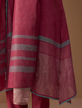 Noor Sleeveless Kurta Set - Metallic Crimson