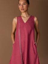 Noor Sleeveless Kurta Set - Metallic Crimson