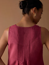 Noor Sleeveless Kurta Set - Metallic Crimson