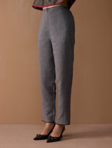 Marwa Metallic Linen Panelled Kurta Set - Metallic Grey