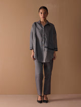 Iza Metallic Linen Co-ord Set - Metallic Grey