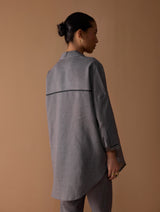 Iza Metallic Linen Co-ord Set - Metallic Grey