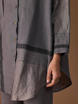 Iza Metallic Linen Co-ord Set - Metallic Grey