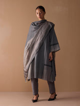 Baro Metallic Linen Stripe Dupatta - Metallic Grey
