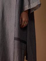 Marwa Metallic Linen Panelled Kurta - Metallic Grey