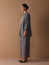 Mana Angrakha Co-ord Set - Metallic Grey