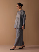 Mana Angrakha Co-ord Set - Metallic Grey