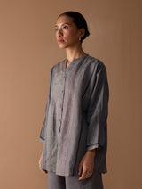 Mana Angrakha Shirt - Metallic Grey