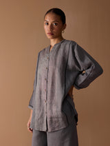 Mana Angrakha Shirt - Metallic Grey