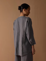 Mana Angrakha Shirt - Metallic Grey