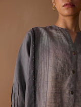 Mana Angrakha Shirt - Metallic Grey