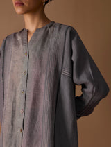 Mana Angrakha Shirt - Metallic Grey