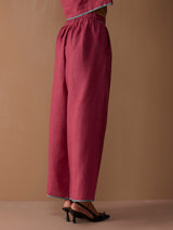 Rina Palazzo Selvedge Pant - Crimson