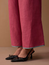 Rina Palazzo Selvedge Pant - Crimson