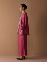 Mana Angrakha Co-ord Set - Metallic Crimson