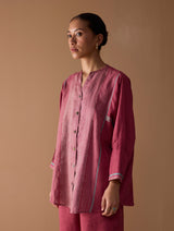 Mana Angrakha Shirt - Metallic Crimson