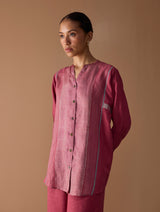 Mana Angrakha Shirt - Metallic Crimson