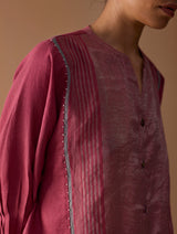 Mana Angrakha Shirt - Metallic Crimson