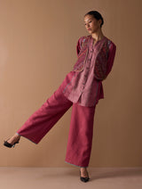 Rina Palazzo Selvedge Pant - Crimson