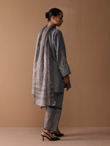 Sahar Hand-Embroidered Kurta Set - Metallic Grey