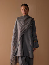 Sahar Hand-Embroidered Kurta Set - Metallic Grey