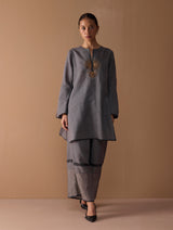 Gul Sequin Embroidered Short Kurta - Grey