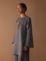 Gul Sequin Embroidered Short Kurta - Grey
