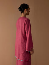 Gul Sequin Embroidered Short Kurta - Crimson