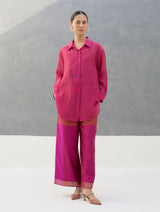 Nazo Sheer Silk Chanderi Shirt -  Rose