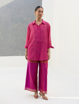 Nazo Sheer Silk Chanderi Shirt -  Rose