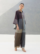 Sara Eri Silk Co-ord Set - Taupe Grey