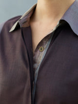 Aana Cap-Sleeve Eri Silk Shirt -  Taupe Grey