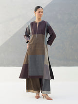 Warda Angrakha Eri Silk Kurta - Taupe Grey