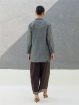 Nazo Sheer Silk Chanderi Shirt -  Grey