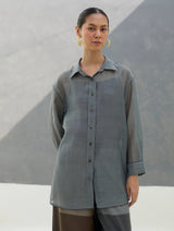Nazo Sheer Silk Chanderi Shirt -  Grey