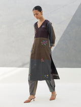 Nira Hand-Embroidered Eri Silk Kurta - Taupe Grey