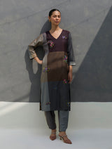 Nira Hand-Embroidered Eri Silk Kurta - Taupe Grey
